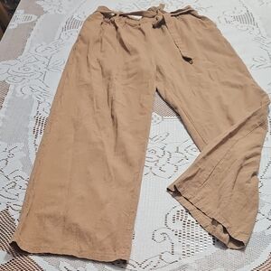 Women's Tan Wide-Leg Pants